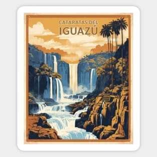 Iguazu Falls Argentina Vintage Tourism Poster Sticker